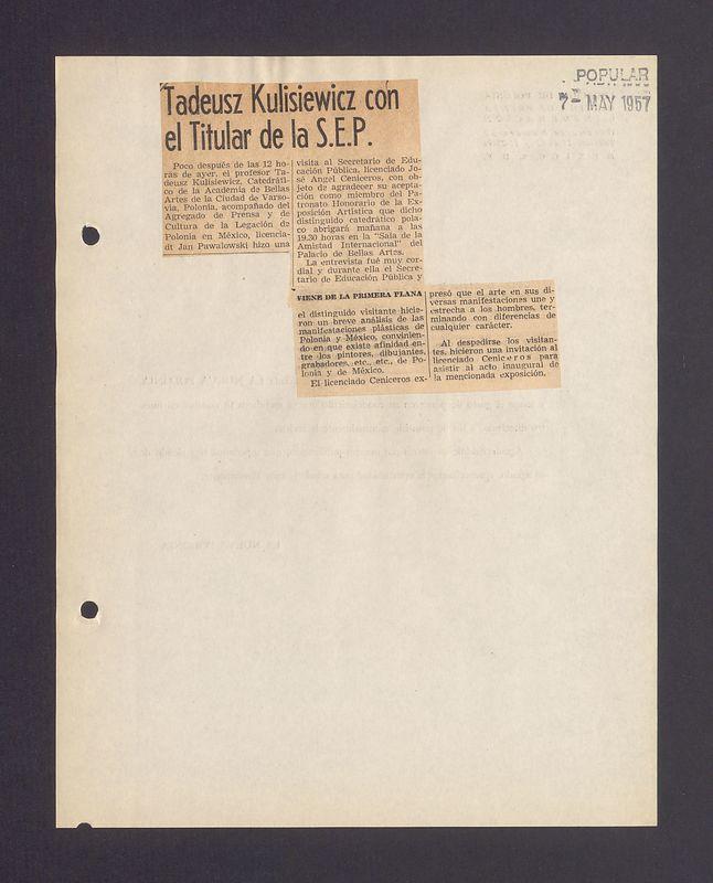 Tadeusz Kulisiewicz con el Titular de la S.E.P.