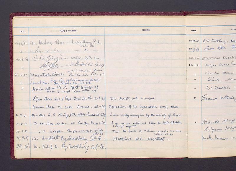 Księga gości z wystawy T. Kulisiewicza w New Delhi, cz. 1