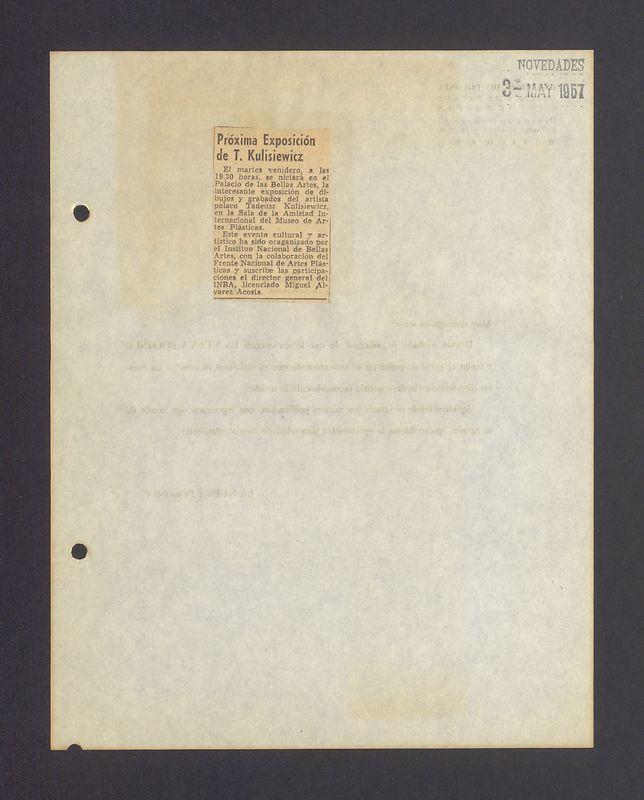Proxima Exposicion de T. Kulisiewicz