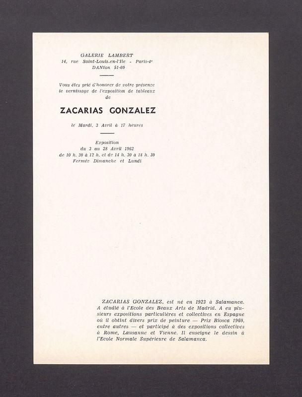 Zaproszenie na wernisaż wystawy Zacarias'a Gonzalez'a