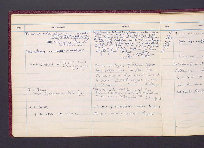 Księga gości z wystawy T. Kulisiewicza w New Delhi, cz. 1