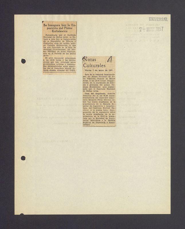 Se Inaugura hoy la Exposicion del Pintor Kulisiewicz