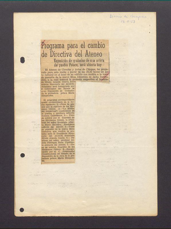 Programa para el cambio de Directiva del Ateneo