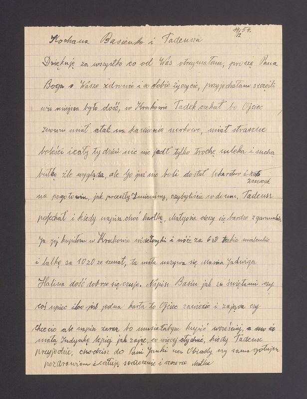 Kochana Basieńko i Tadeuszu Dziękuję za wszystko co od Was otrzymałam [...]