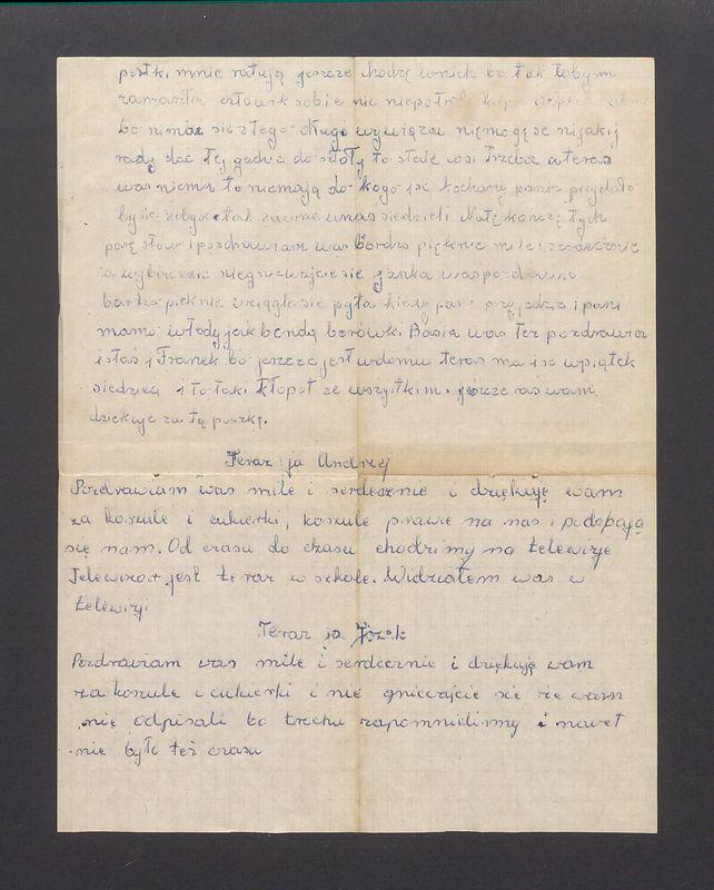 Kochani i drodzy nasi Państwo. Paczkę od was i kartkę otrzymaliśmy [...]