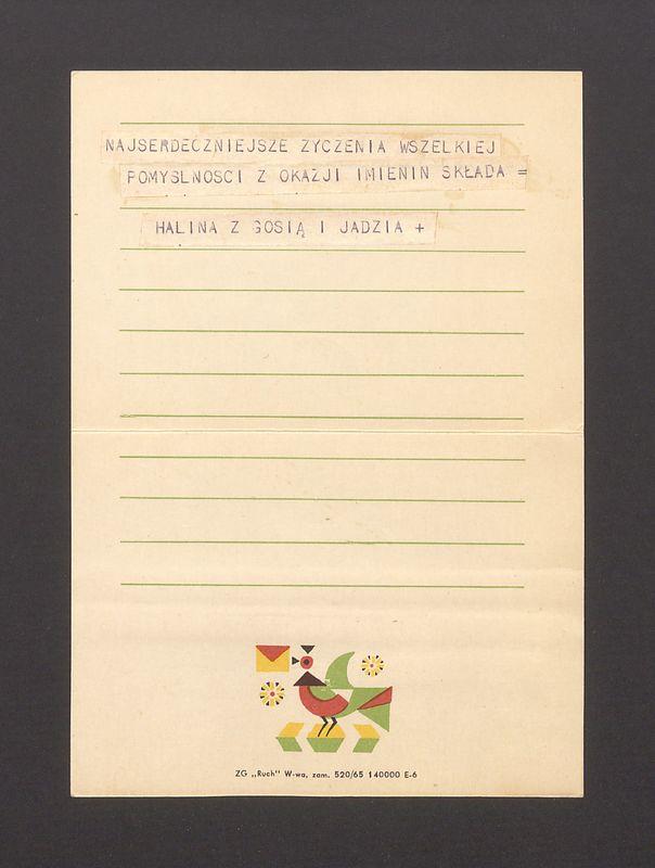 Telegram. Najserdeczniejsze życzenia wszelkiej pomyślności z okazji imienin [...]