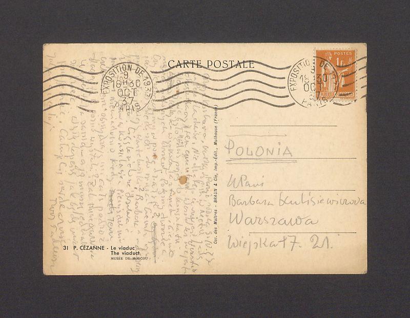 Moja Kochana, kartkę tę piszę w Metro [...]