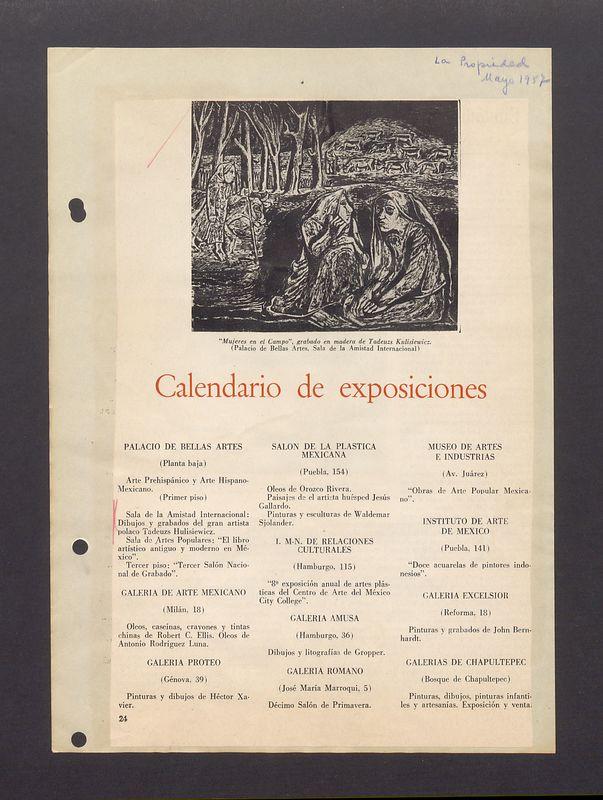 Calendario de exposiciones