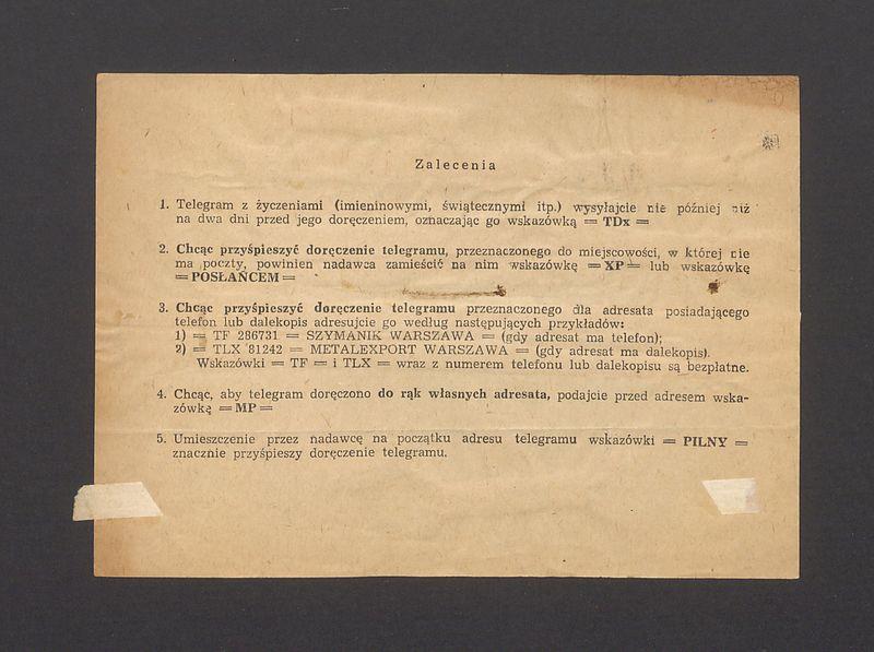 Telegram. Serdeczne życzenia dalszych lat pięknej twórczości [...]