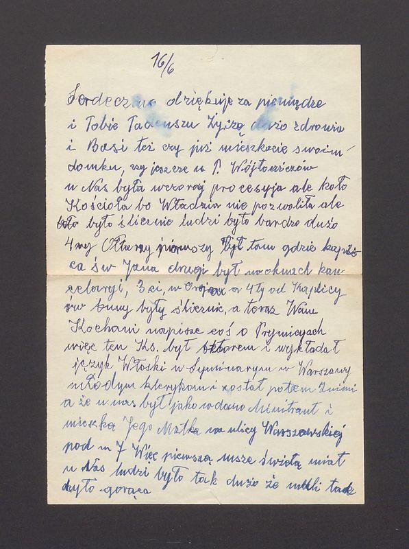 Serdecznie dziękuję za pieniądze i Tobie Tadeuszu życzę dużo zdrowia [...]