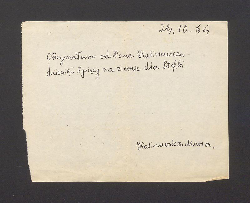 Otrzymałam od Pana Kulisiewicza dziesięć tysięcy [...]