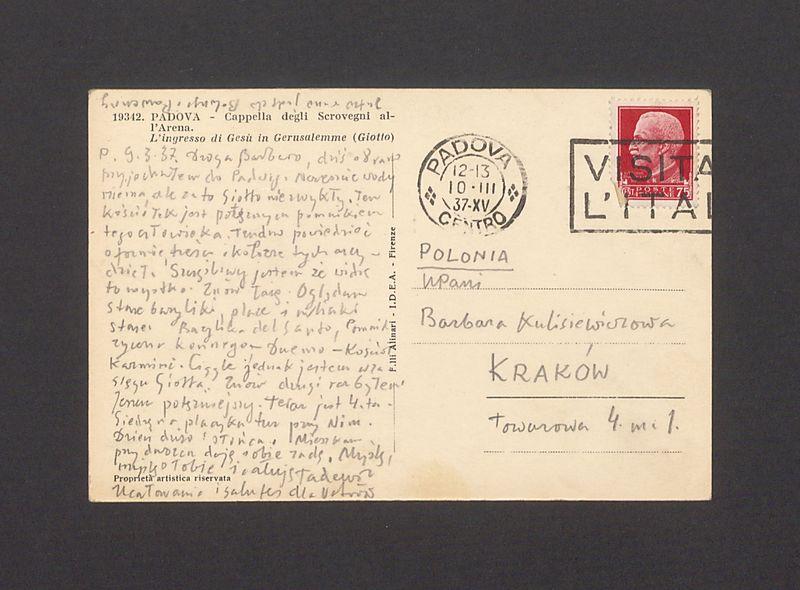 Droga Barbaro, dziś o 8 rano przyjechałem do Padwy [...]