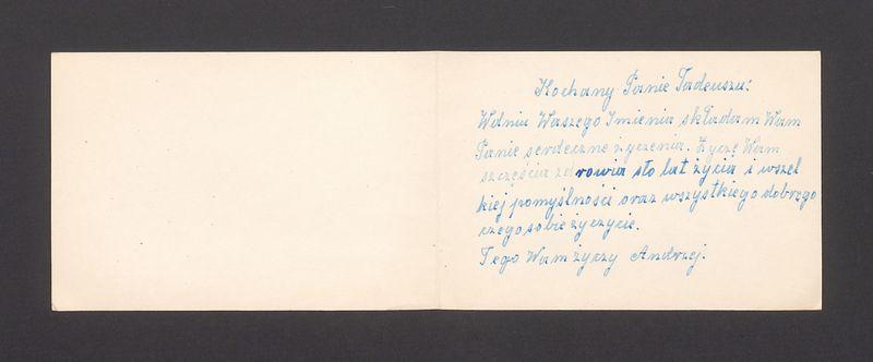 Kochany Panie Tadeuszu: w dniu Waszego Imienia [...]