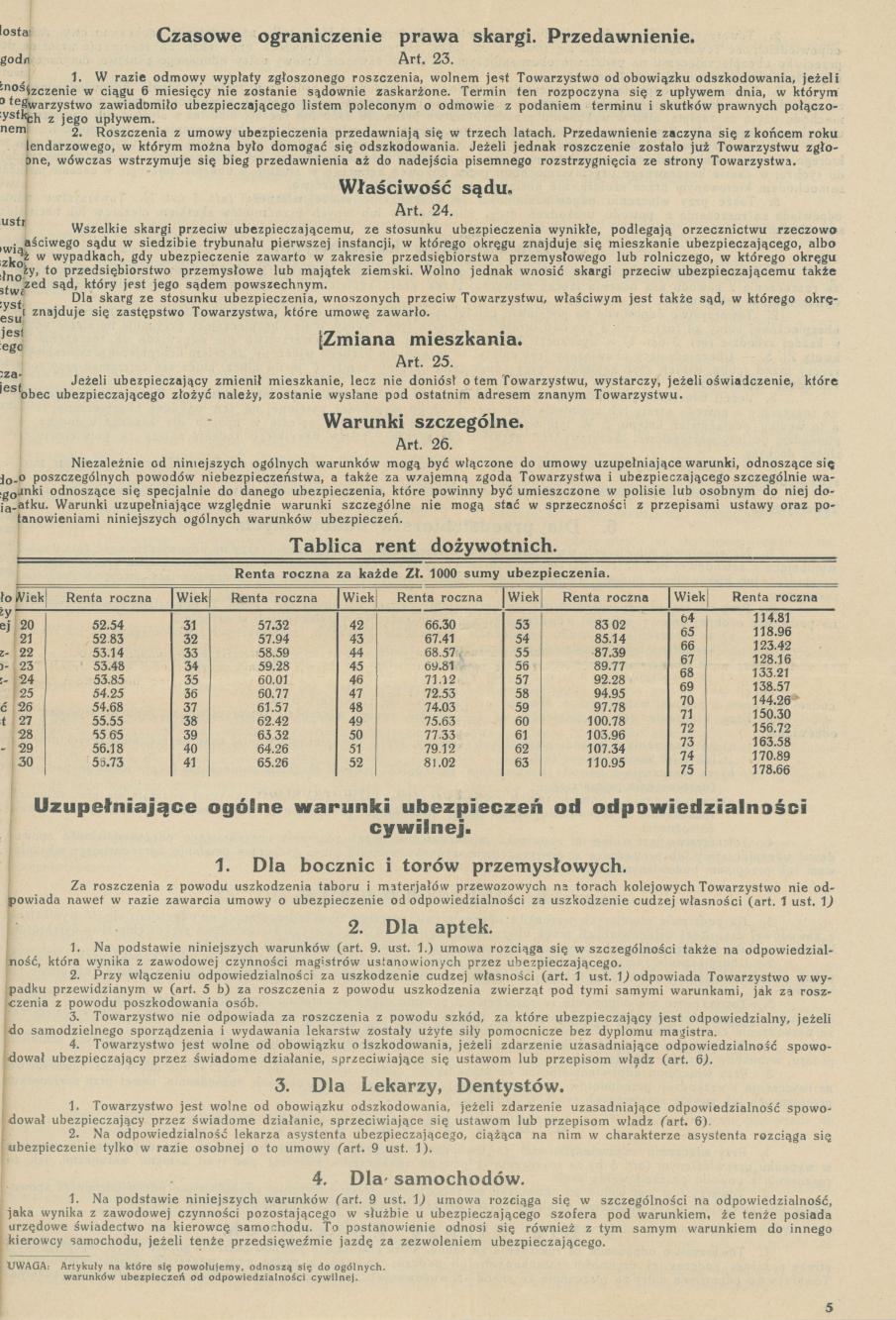 Polisa nr 100.173 Towarzystwa Akcyjnego Polonia na nazwisko Mieczysław Trzeciak