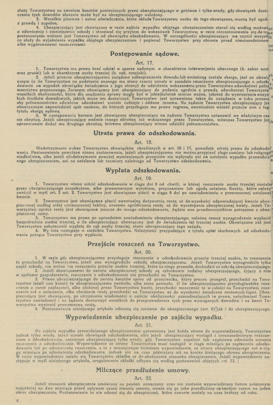 Polisa nr 100.173 Towarzystwa Akcyjnego Polonia na nazwisko Mieczysław Trzeciak