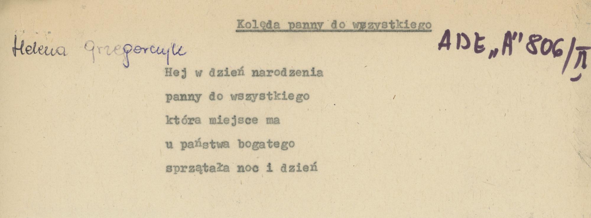 Kolęda panny do wszystkiego