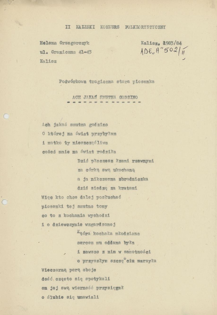 Ach jakaś smutna godzino