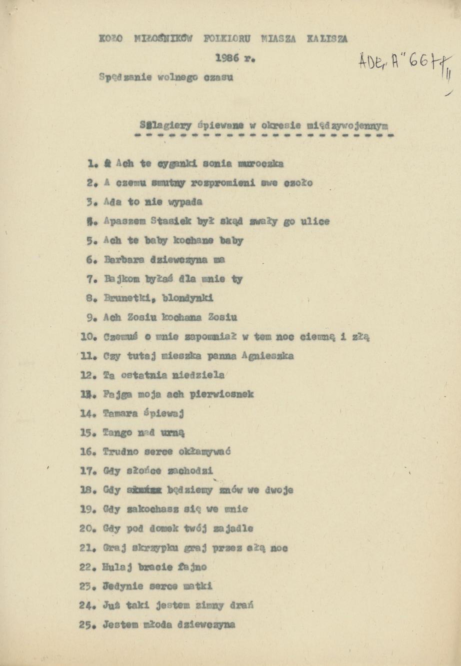 Szlagiery śpiewane w okresie międzywojennym