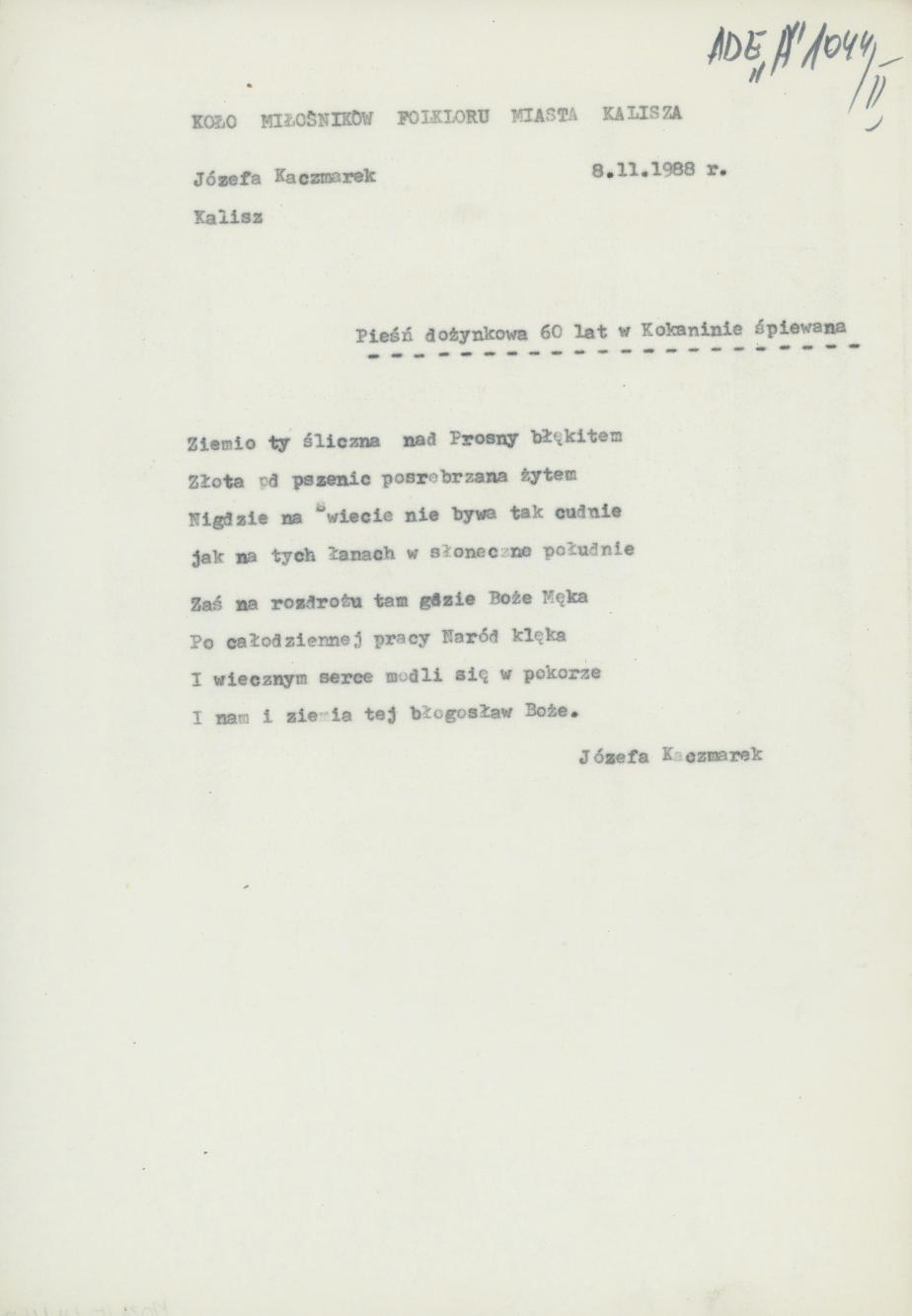 Pieśń dożynkowa 60 lat w Kokaninie śpiewana