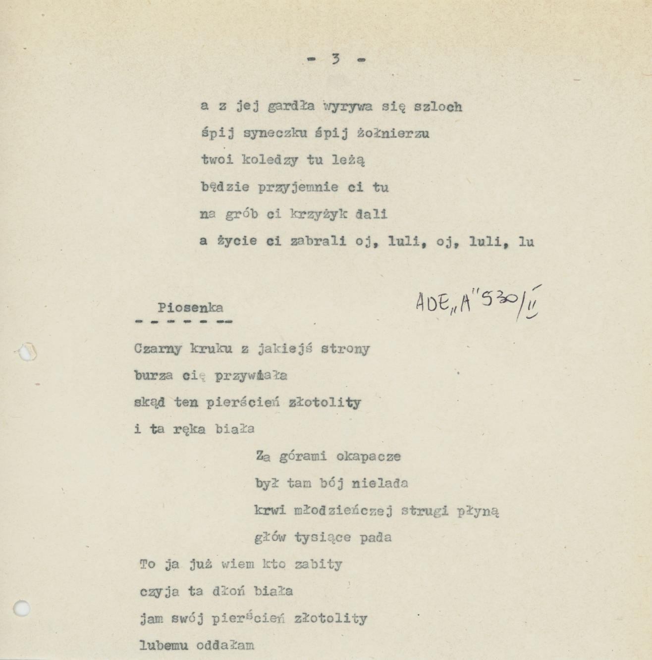 Piosenki śpiewane w czasie I wojny światowej