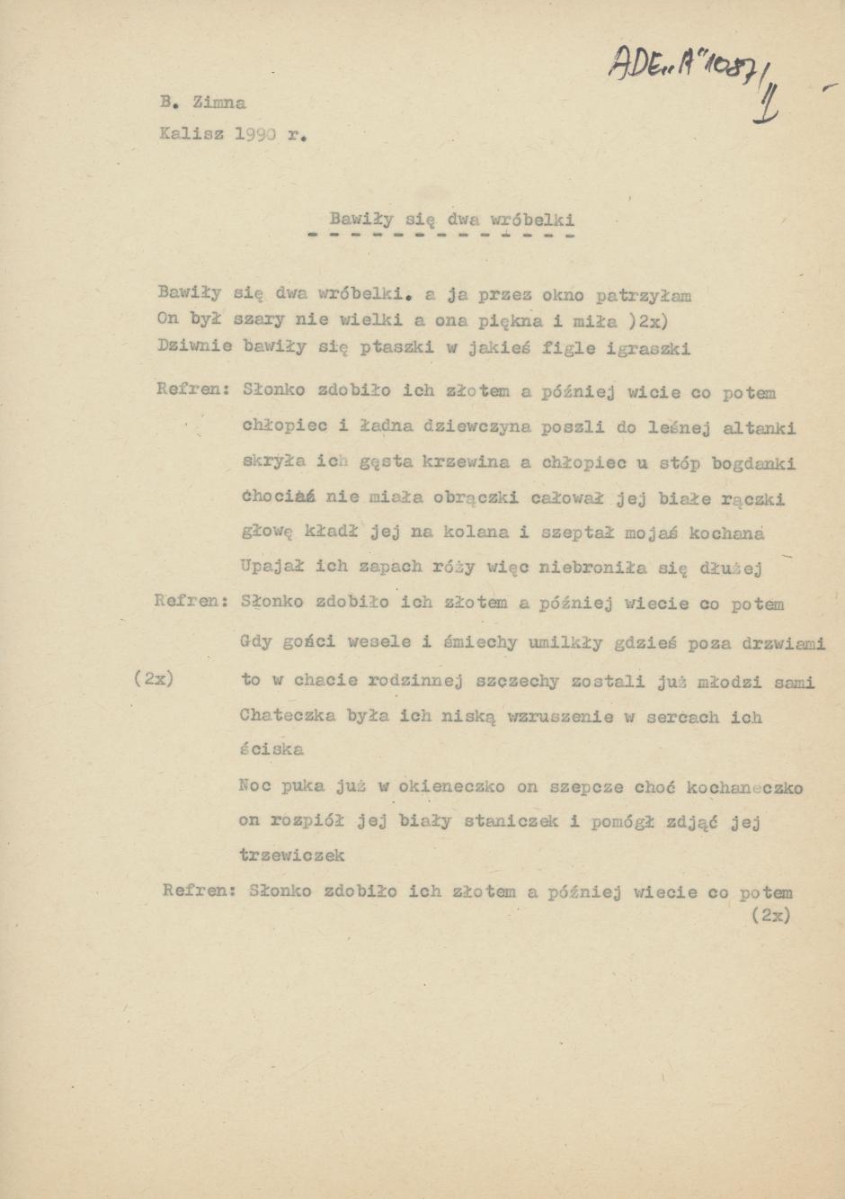 Bawiły się dwa wróbelki