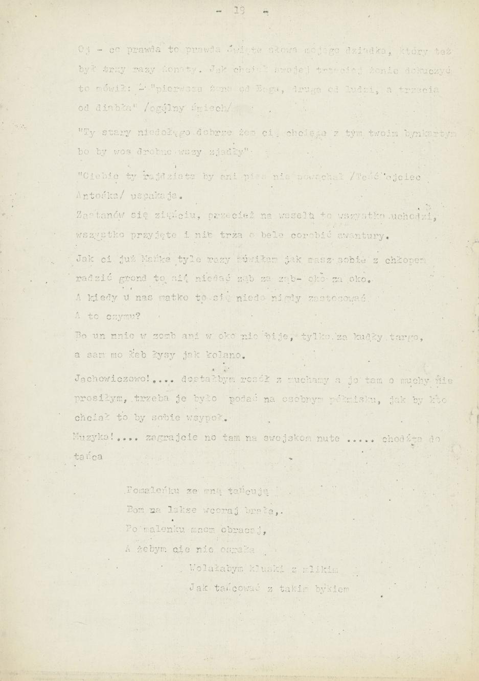 Śpiewy ludowe weselne na terenie miasta Kalisza i powiatu śpiewane dowcipy i przysłowia