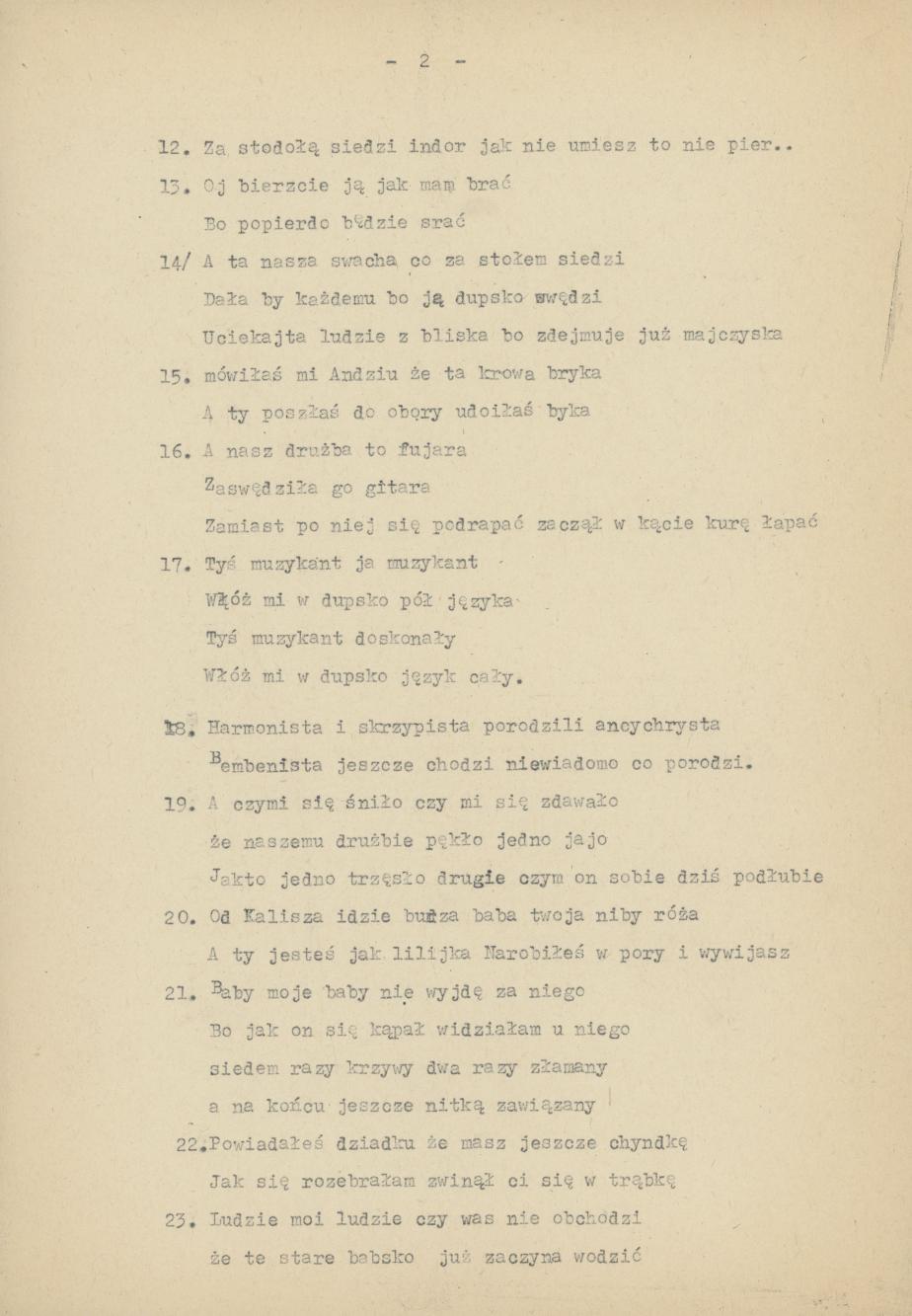 Przyśpiewki weselne z Czartek