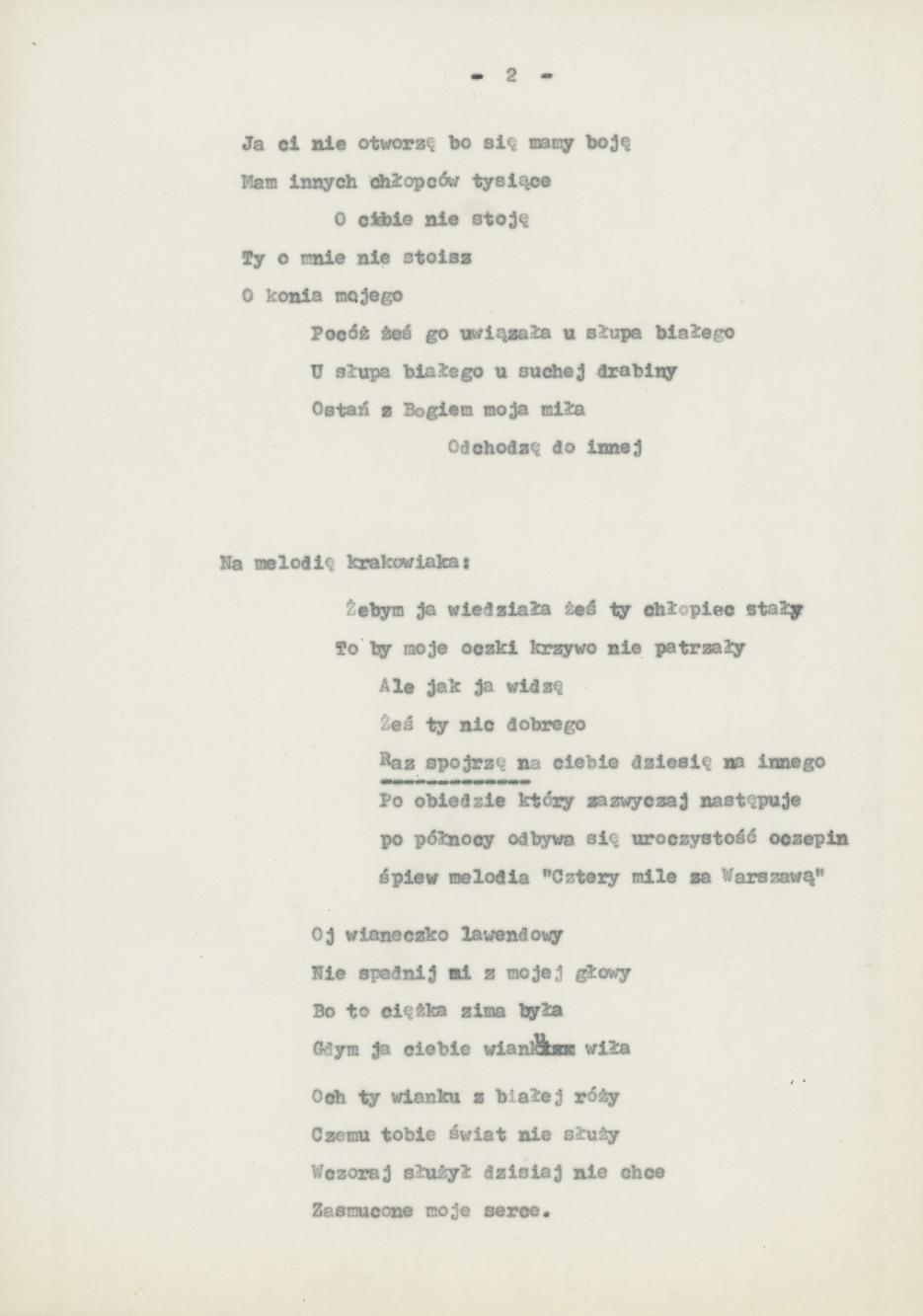 Przyśpiewki i piosenki wg nieznanego autora