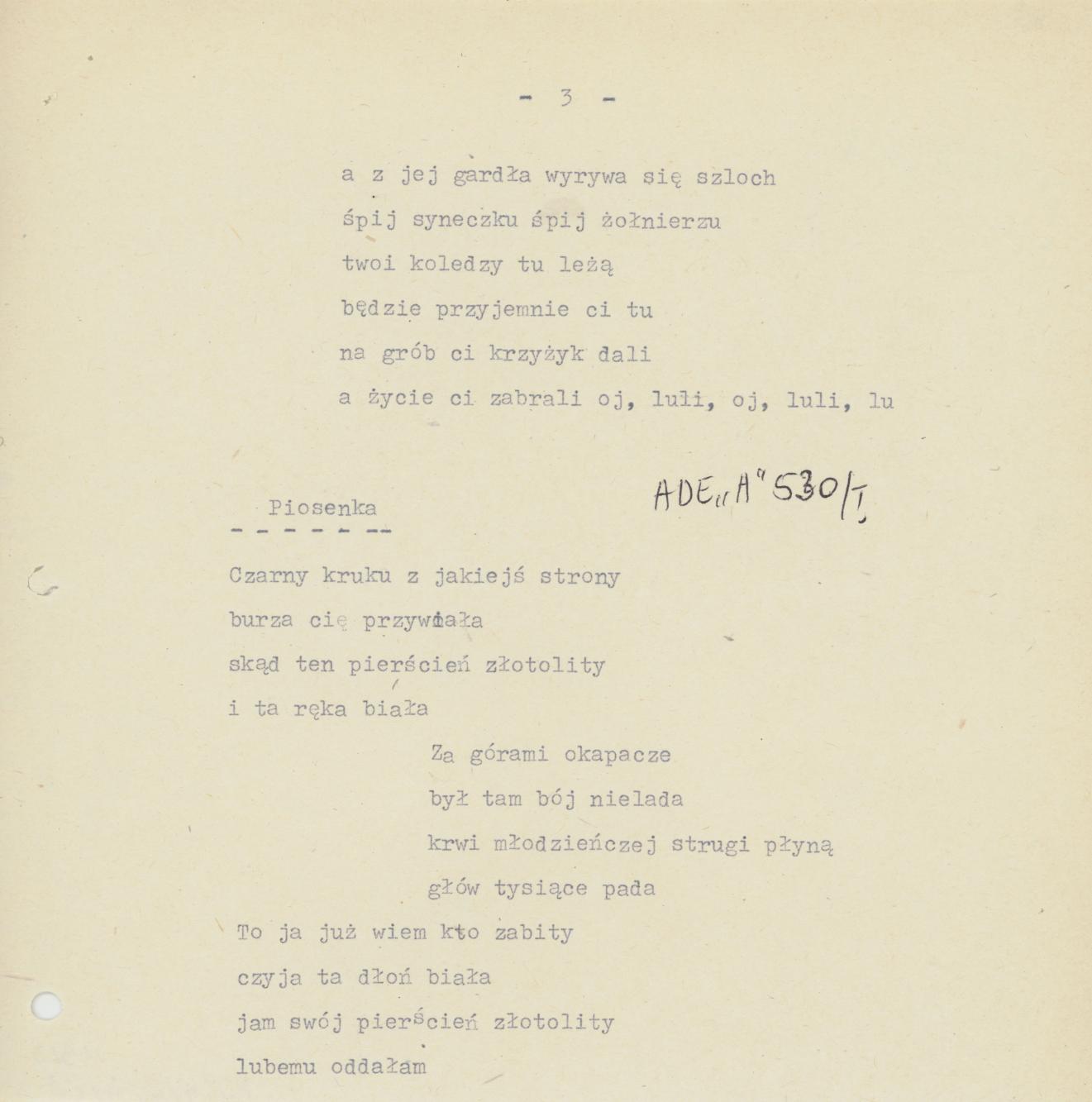 Piosenki śpiewane w czasie I wojny światowej