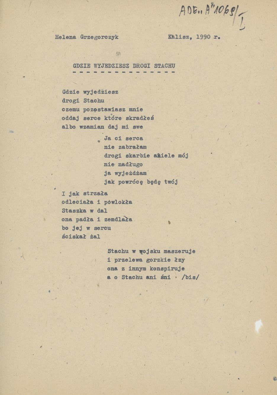 Gdzie wyjedziesz drogi Stachu