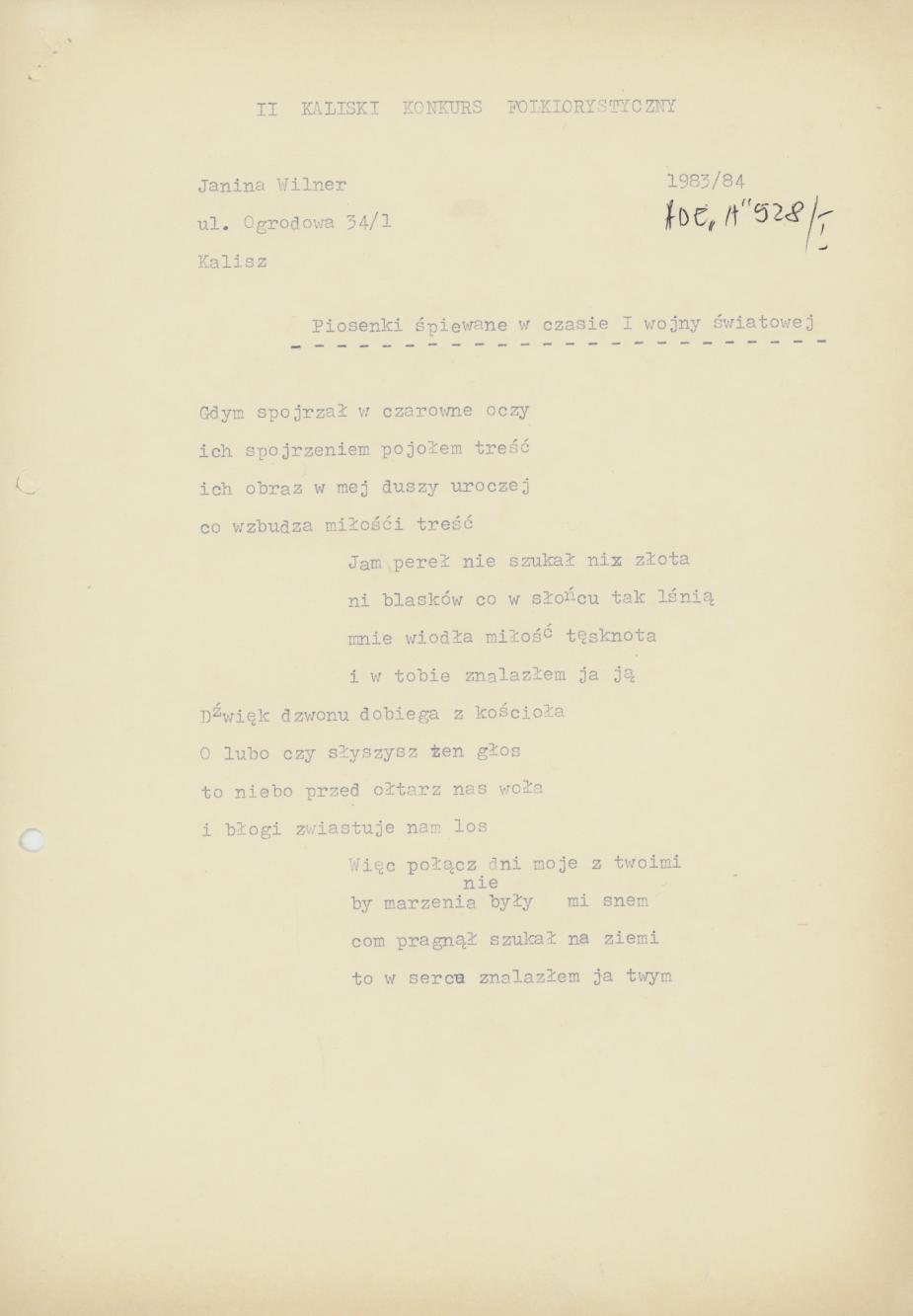 Piosenki śpiewane w czasie I wojny światowej