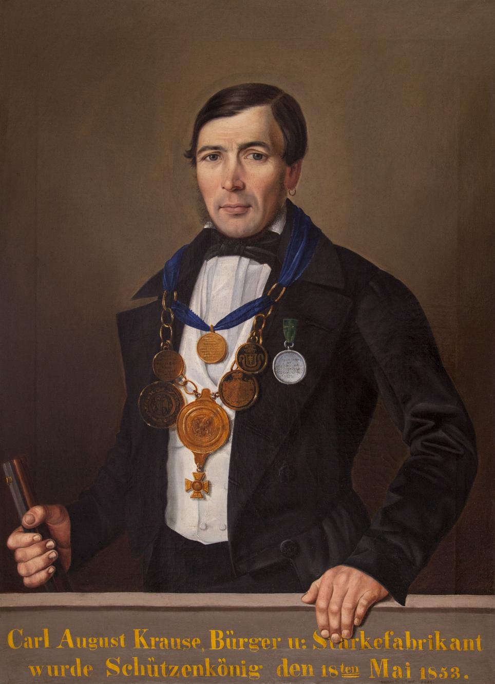 Portret króla kurkowego Carla Augusta Krause