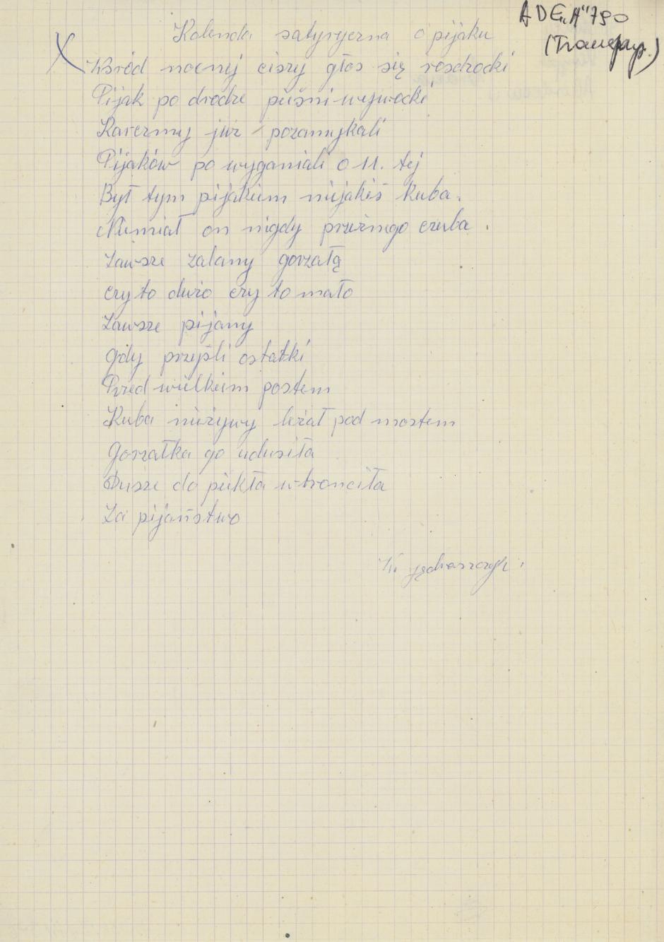 Kolenda satyryczna o pijaku