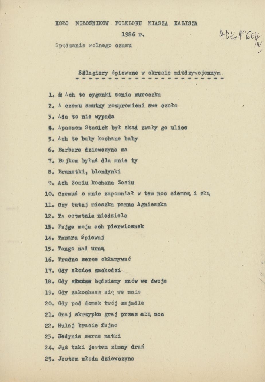 Szlagiery śpiewane w okresie międzywojennym