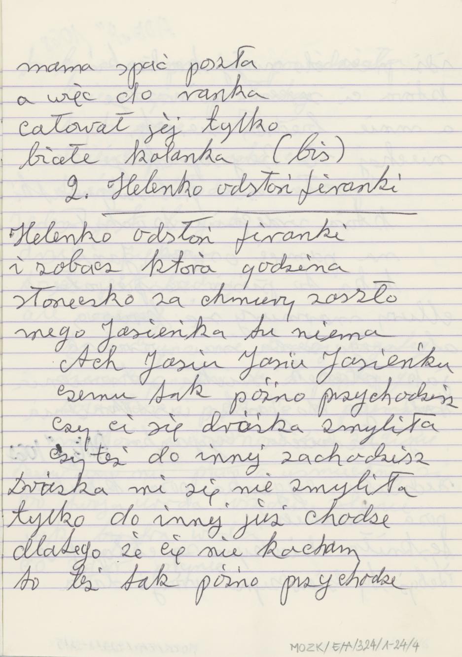 Zeszyt - Kaliskie przedwojenne piosenki, cz. I