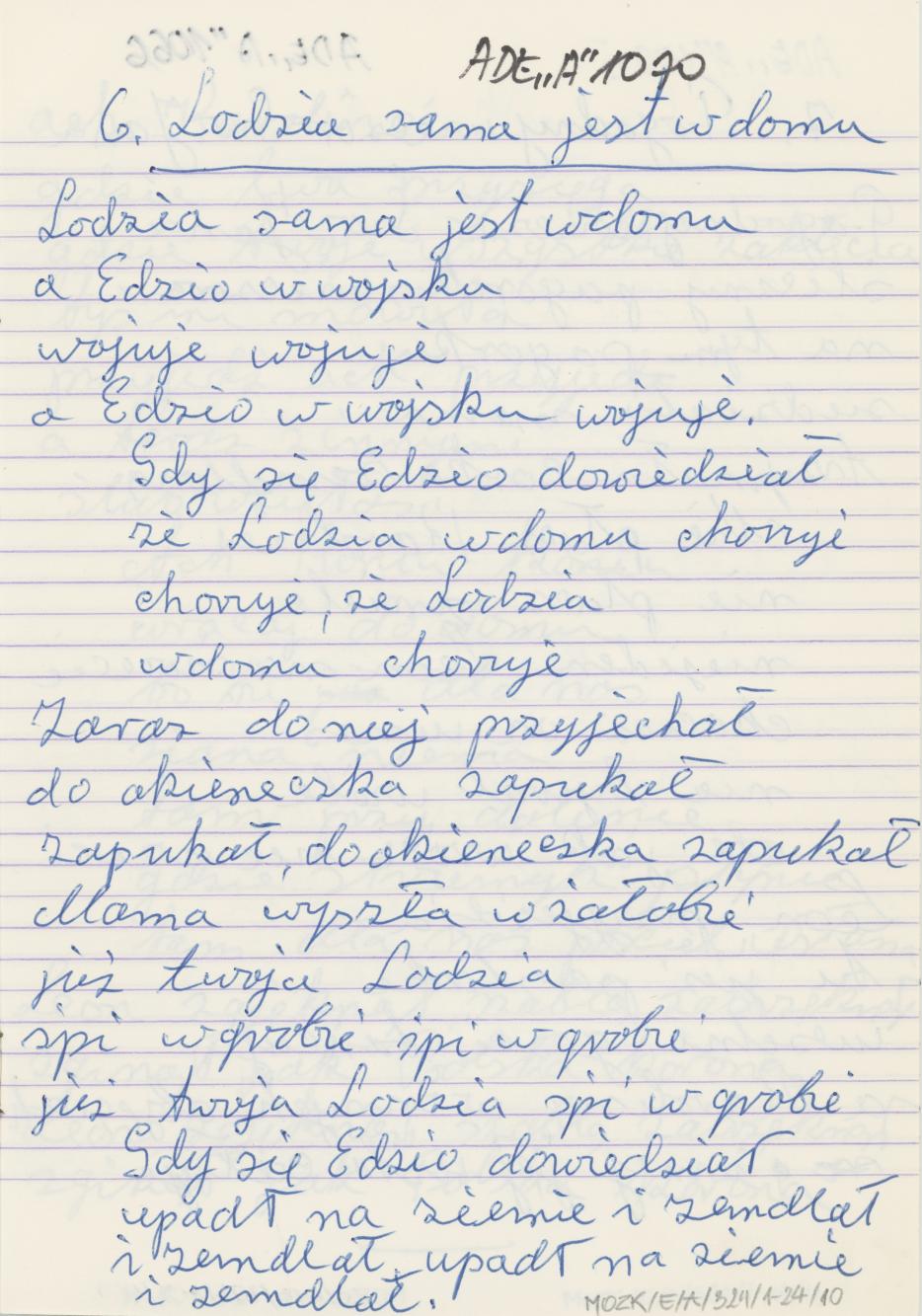 Zeszyt - Kaliskie przedwojenne piosenki, cz. I