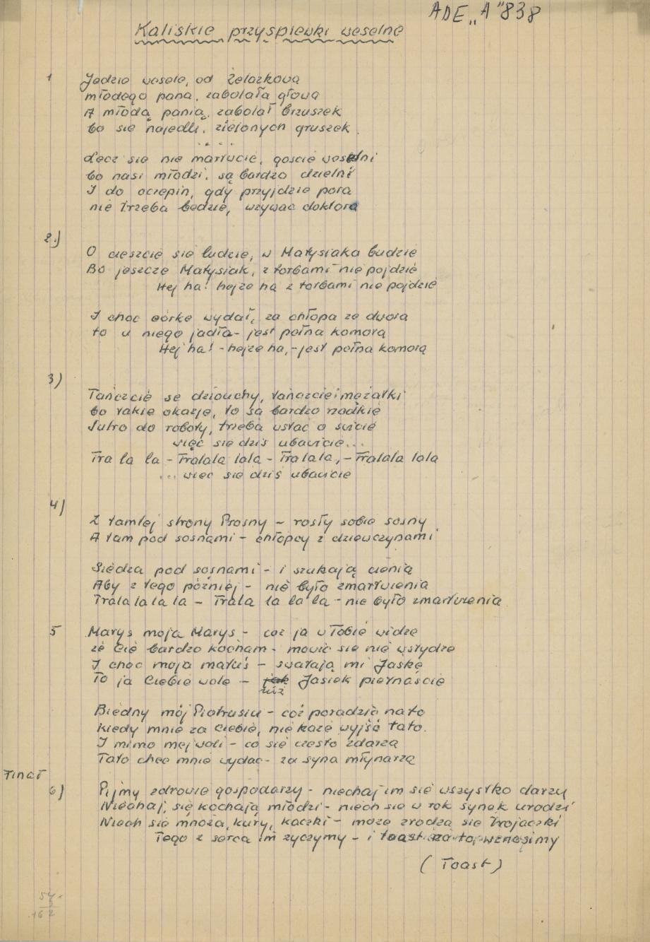 Kaliskie przyśpiewki weselne