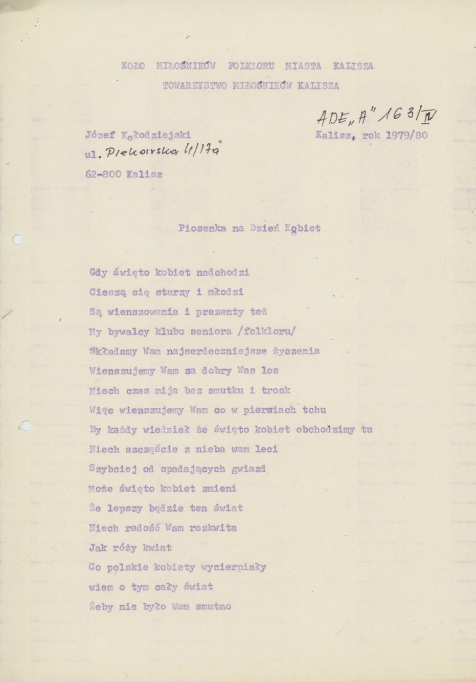 Piosenka na Dzień Kobiet