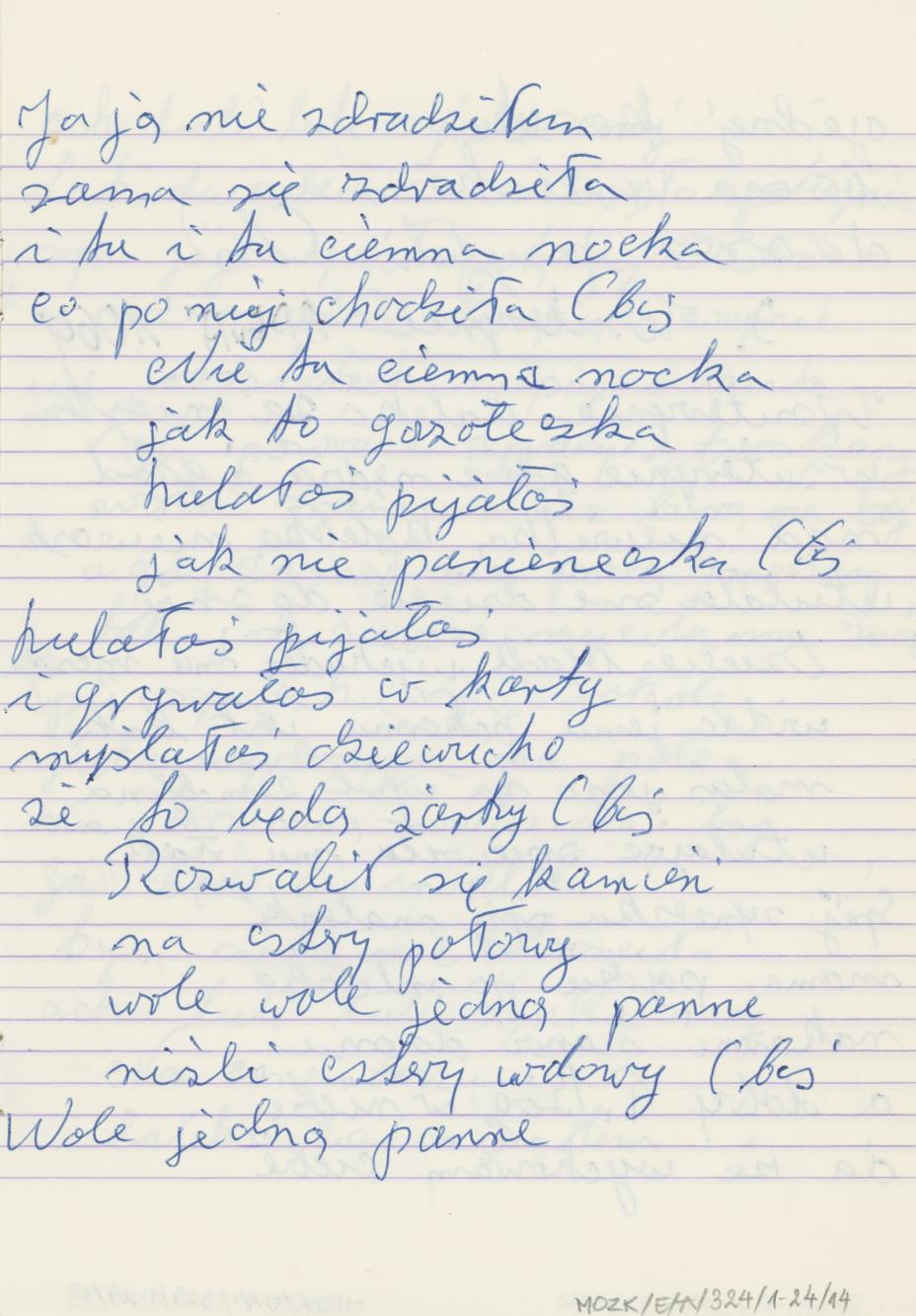 Zeszyt - Kaliskie przedwojenne piosenki, cz. I