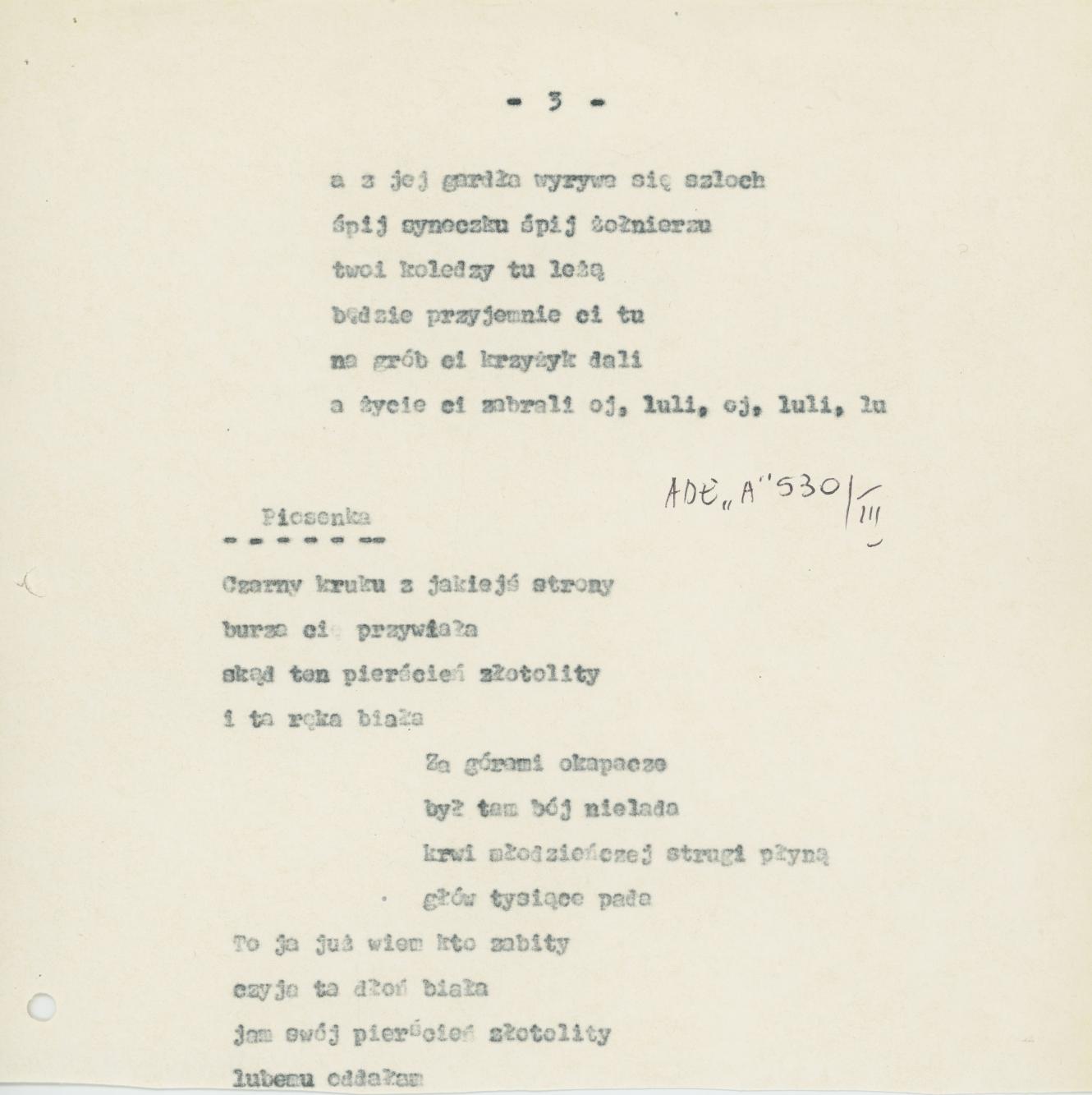 Piosenki śpiewane w czasie I wojny światowej