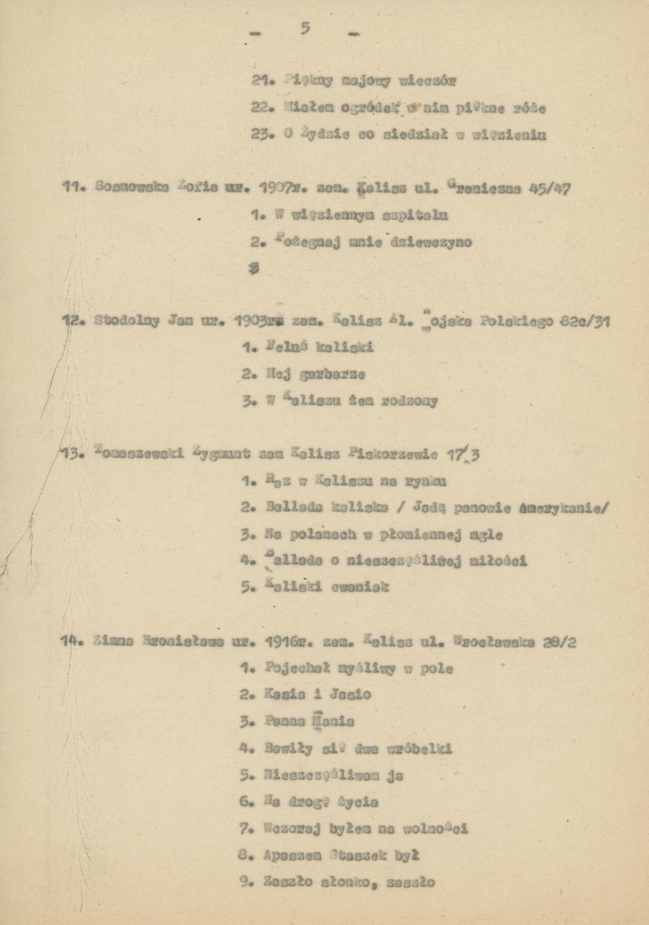 Wykaz uczestników Konkursu folklorystycznego miasta Kalisza 1976/77, cz. 2