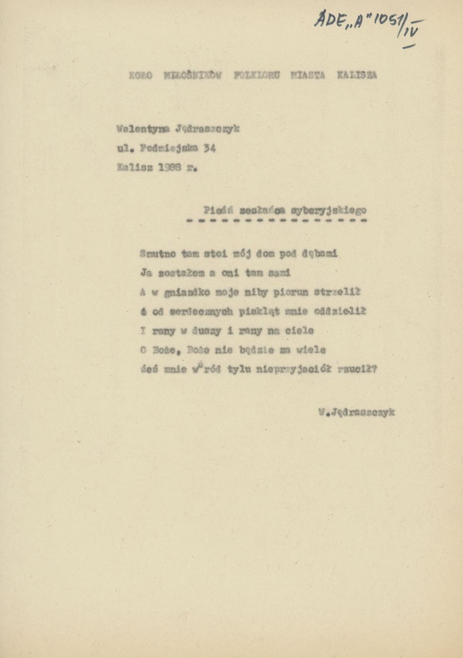 Pieśń zesłańca syberyjskiego