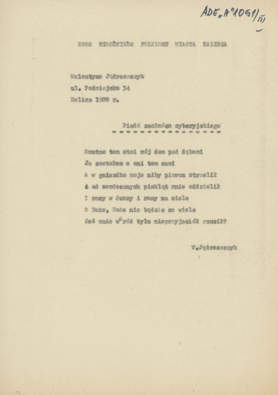 Pieśń zesłańca syberyjskiego