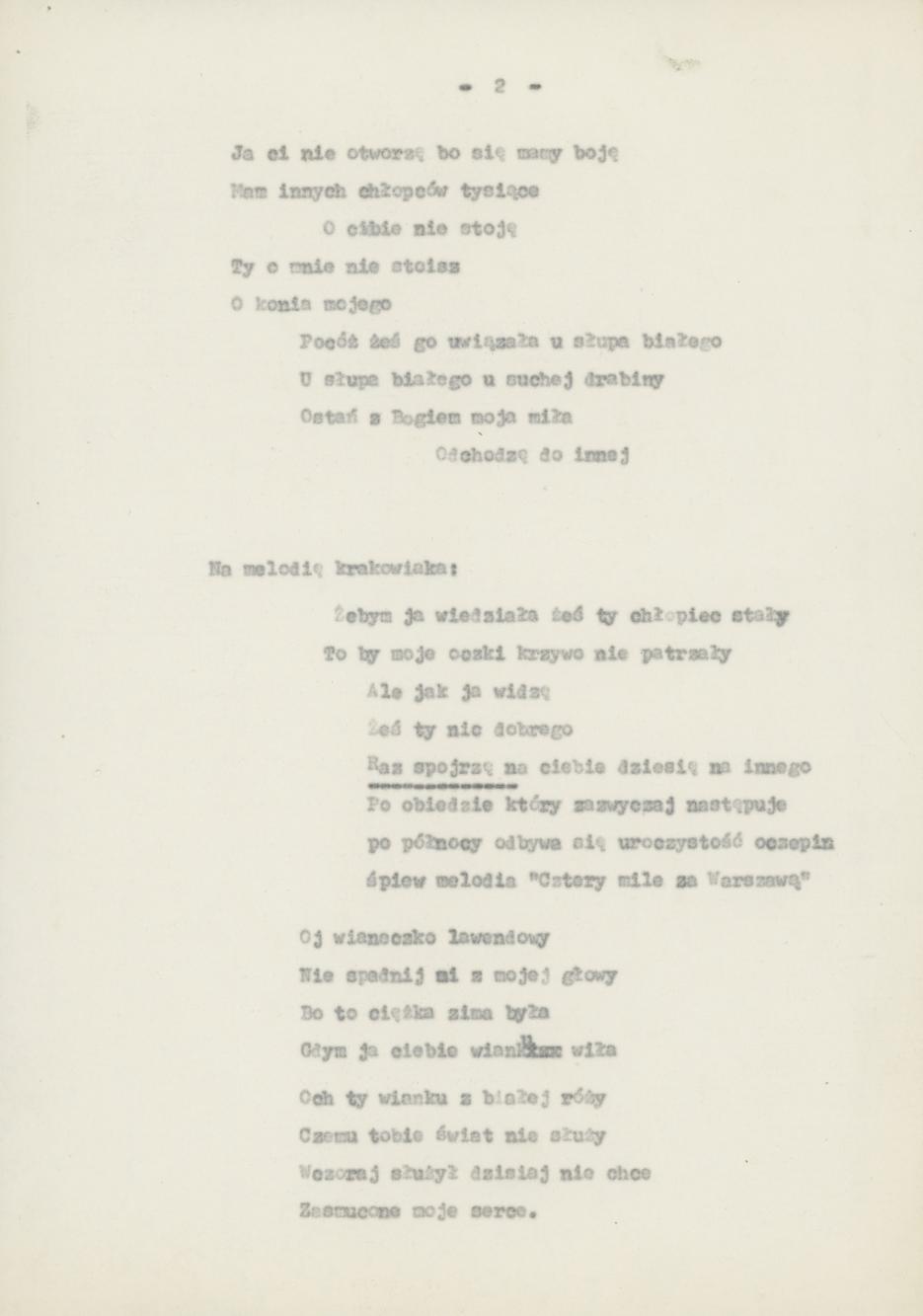 Przyśpiewki i piosenki wg nieznanego autora