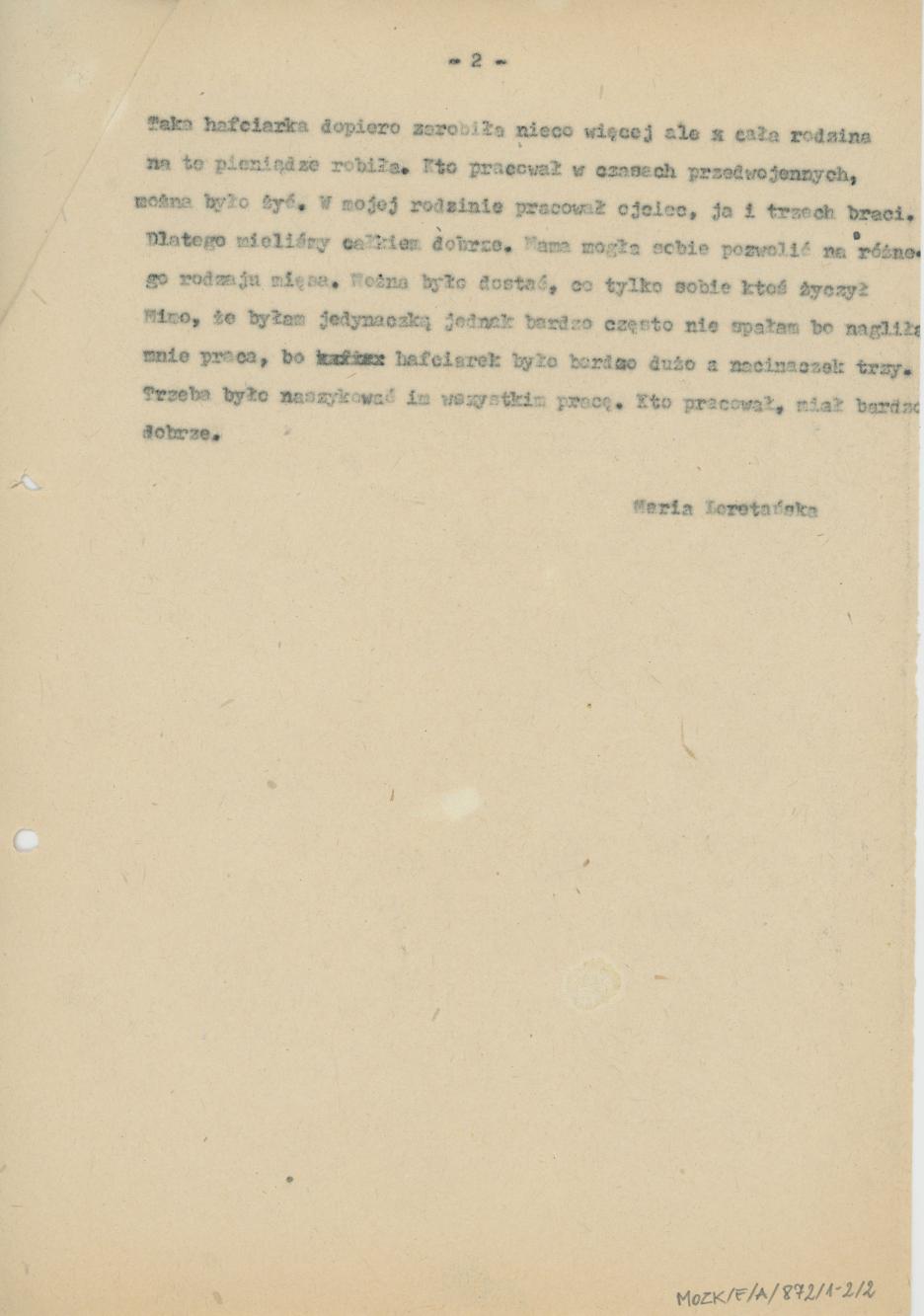 Moja praca w pracowni hafciarskiej do 1939 r.