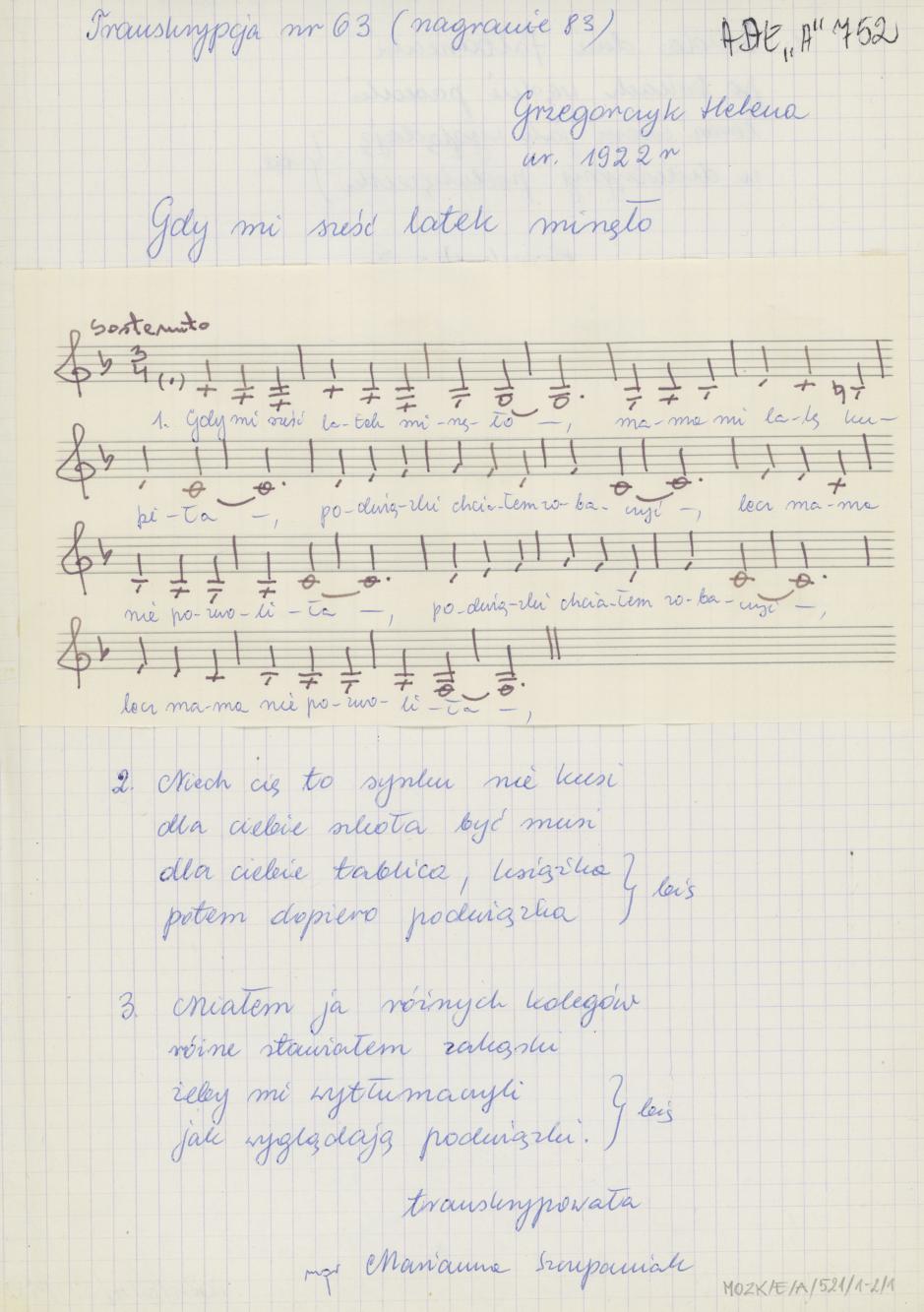 Gdy mi sześć latek minęło