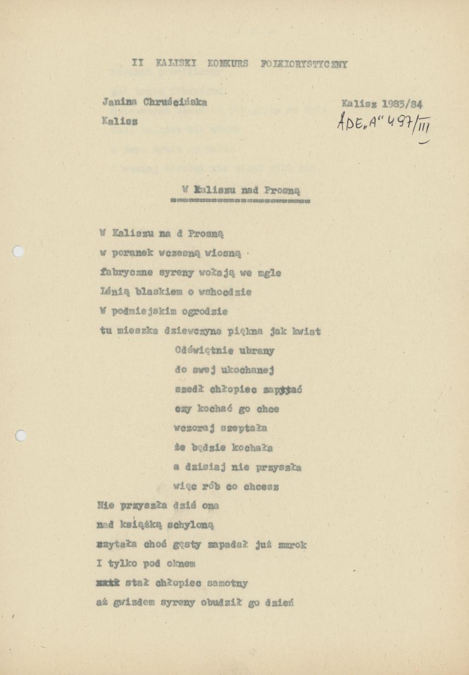 W Kaliszu nad Prosną