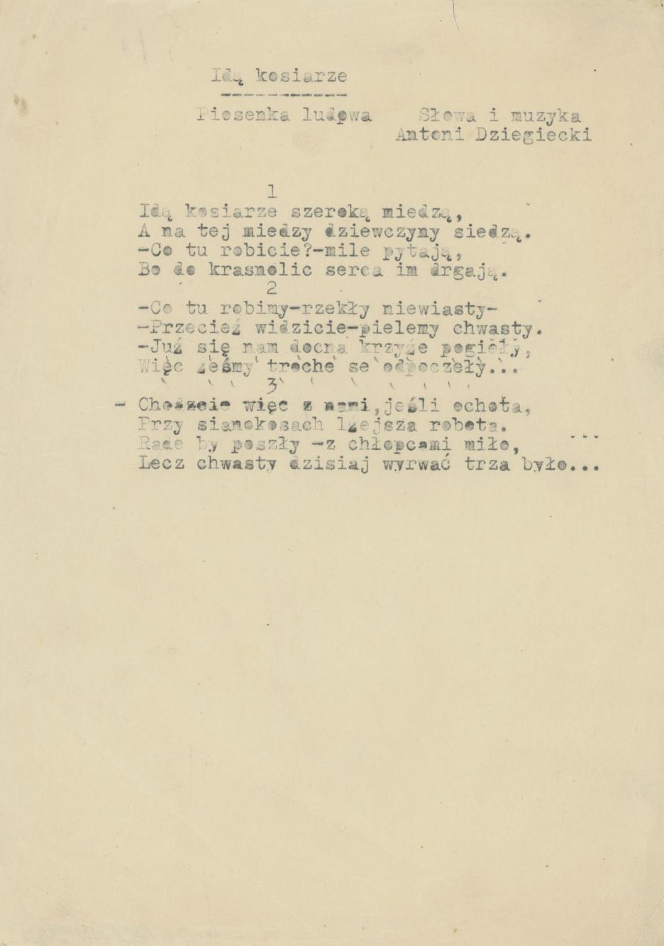 Idą kosiarze - piosenka ludowa