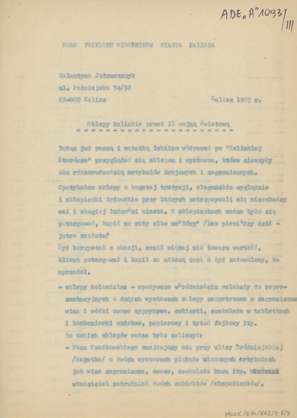 Sklepy kaliskie przed II wojną światową