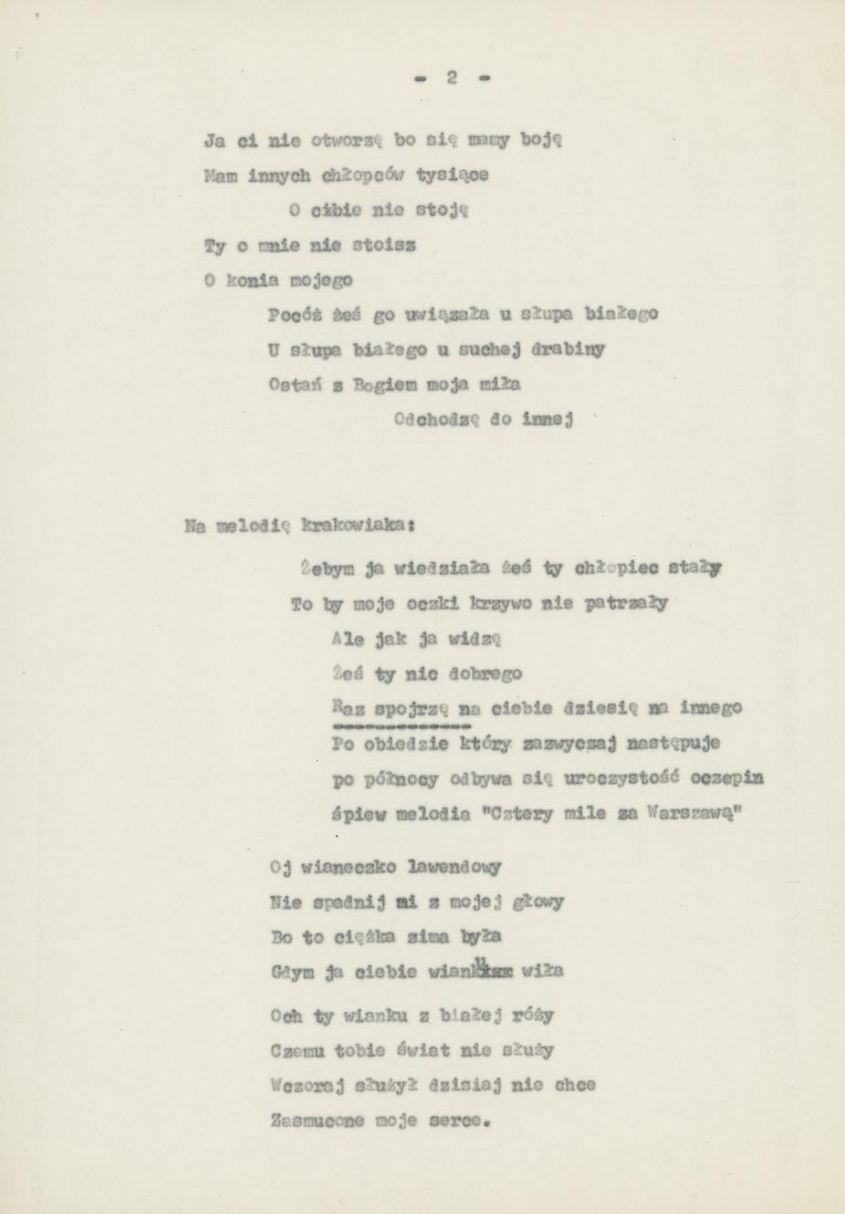 Przyśpiewki i piosenki wg nieznanego autora